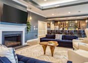 Thumbnail 3 of 24 - a living room with couches and a fireplace and a tv