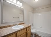Thumbnail 14 of 22 - a bathroom with a sink toilet and tub and a mirror