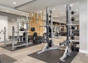 Thumbnail 6 of 9 - a gym with weights and dumbbells on the floor