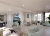 Thumbnail 13 of 47 - lobby with chairs, tables, and a TV on the way at The Port at East Beach Apartments and Marina, Norkfolk, VA, 23518
