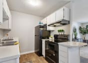 Thumbnail 7 of 43 - a kitchen with a counter top and a refrigerator at Village 1373, North Carolina
