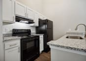 Thumbnail 23 of 44 - a kitchen with white cabinets and black appliances at Wendover River Oaks, North Carolina
