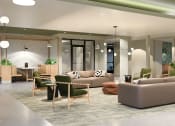 Thumbnail 26 of 44 - a rendering of a lobby with couches and chairs at Boardwalk at Research Park, Huntsville, AL