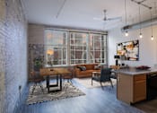 Thumbnail 10 of 19 - A kitchen with a dining table and chairs in front of a window.