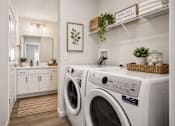Thumbnail 36 of 38 - A laundry room with a washer and dryer.