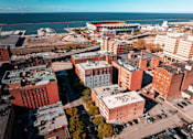 Thumbnail 18 of 22 - Cityscape with buildings at Shorehaus Lofts Apartments, Cleveland, OH