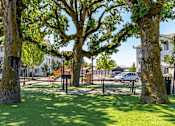 Thumbnail 59 of 72 - A park with a playground and trees at Riverplace Apartment Homes, Independence, OR, 97351