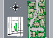 Thumbnail 6 of 6 - A map of Wentworth Apartments with a compass rose and a small inset map.