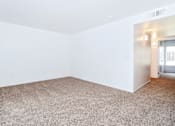 Thumbnail 17 of 30 - A room with a carpeted floor and a door on the right side.