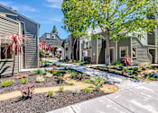 Thumbnail 22 of 41 - A residential area with houses and a well-maintained garden.