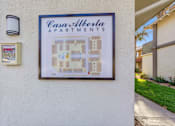Thumbnail 50 of 67 - A framed picture of a floor plan for Casa Alberta Apartments is hanging on a wall.