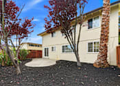 Thumbnail 30 of 63 - A house with a red tree in front.