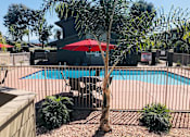 Thumbnail 16 of 17 - A pool surrounded by a fence and a tree.