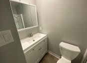 Thumbnail 25 of 51 - a bathroom with a toilet and a sink and a mirror