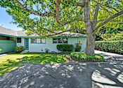 Thumbnail 7 of 25 - a blue house with a large tree and a driveway