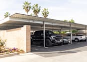 Thumbnail 7 of 38 - A black truck is parked under a shelter with the number 13 on it.