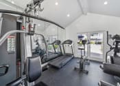 Thumbnail 46 of 68 - a gym with cardio equipment and weights on the floor