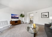 Thumbnail 30 of 61 - a living room with white walls and carpet