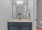 Thumbnail 7 of 30 - A bathroom with a sink and a mirror.at Regency Townes, Winterville, 28590  