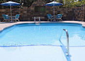 Thumbnail 8 of 16 - a large swimming pool with chairs and umbrellas