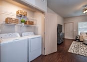 Thumbnail 26 of 27 - A laundry room with a washer and dryer.