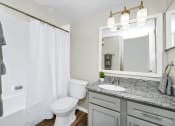 Thumbnail 8 of 17 - Bathroom with a shower and toilet and sink