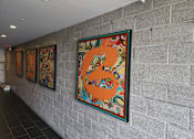 Thumbnail 13 of 36 - Colorful artwork display on hallway wall at 68 Beale Apartments, Quincy, Massachusetts