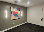 Thumbnail 15 of 36 - Interior corridor with contemporary art and dark carpet at 68 Beale Apartments, Massachusetts, 02169
