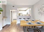 Thumbnail 10 of 39 - A dining room with a wooden table set for two at Mission Hills, Camarillo, 93012