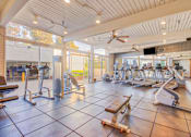 Thumbnail 5 of 13 - a gym with a lot of weights and cardio equipment at Villa Vicente, California