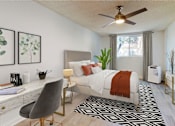 Thumbnail 8 of 23 - a bedroom with a bed and a ceiling fan at Casa Granada, California, 90049