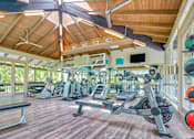 Thumbnail 7 of 13 - a gym with treadmills and other exercise equipment at the resort  at Rancho Los Feliz, Los Angeles, California