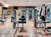Thumbnail 20 of 24 - A gym with a variety of equipment including weights and machines at The Meadows Apartments, Culver City , CA 90230