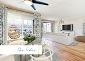 Thumbnail 10 of 24 - A living room with a white couch and a television on a grey sofa at Marina Harbor, California, 90292