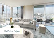 Thumbnail 5 of 24 - A living room with a view of the waterfront at Marina Harbor, California, 90292