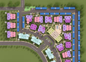 Thumbnail 18 of 18 - a site plan of a campus with pink buildings and a green field