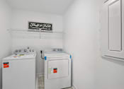 Thumbnail 14 of 49 - A laundry room with a sign that says Fluffy Food.