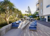 Thumbnail 8 of 50 - a lounge area with blue chairs