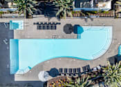 Thumbnail 8 of 46 - An aerial view of a pool surrounded by palm trees.