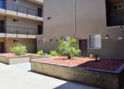 Thumbnail 6 of 11 - an apartment building with a courtyard and plants