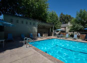Thumbnail 15 of 26 - View of swimming pool with seating under umbrellas and lounge chairs