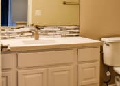 Thumbnail 16 of 25 - Bathroom with large mirror and storage