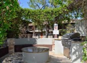 Thumbnail 19 of 23 - a backyard with a barbecue grill and a patio with a fountain