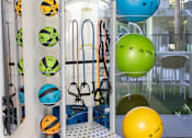 Thumbnail 10 of 22 - A room with a rack of exercise balls and a blue exercise ball on top.at The 89 on Hayden, Scottsdale  
