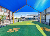 Thumbnail 47 of 54 - A playground with a green surface and yellow paw prints.