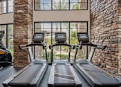 Thumbnail 32 of 51 - A gym with treadmills and a brick wall. at The Laurel Apartments, Chandler, 85286  