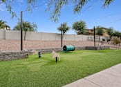 Thumbnail 41 of 51 - A small green lawn with a swing set and a green barrel. at The Laurel Apartments, Chandler  