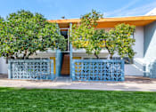 Thumbnail 20 of 26 - A blue and yellow building with a tree in front at The Phoenix Apartments on 6th Avenue, Arizona