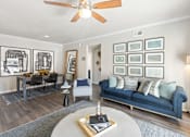 Thumbnail 10 of 20 - Large Apartment Living Room with Ceiling Fan in Glendale 85308