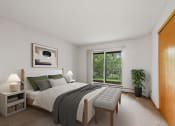 Thumbnail 2 of 21 - a bedroom with a bed and a large window